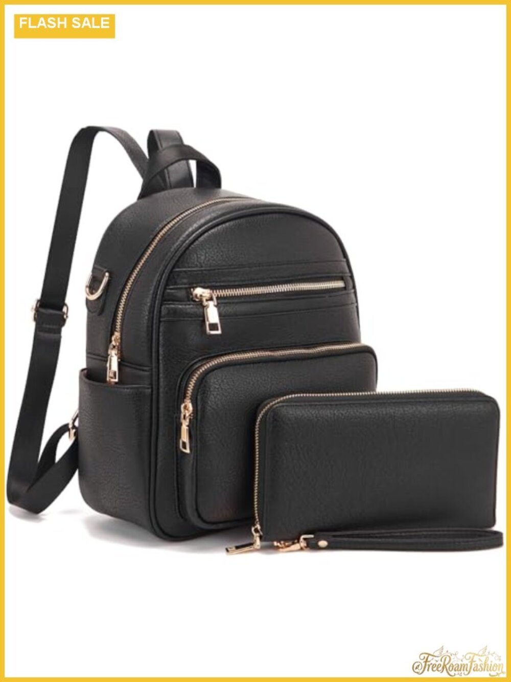 Faux Leather Small Backpack Purse with RFID Wallet Adjustable Strap